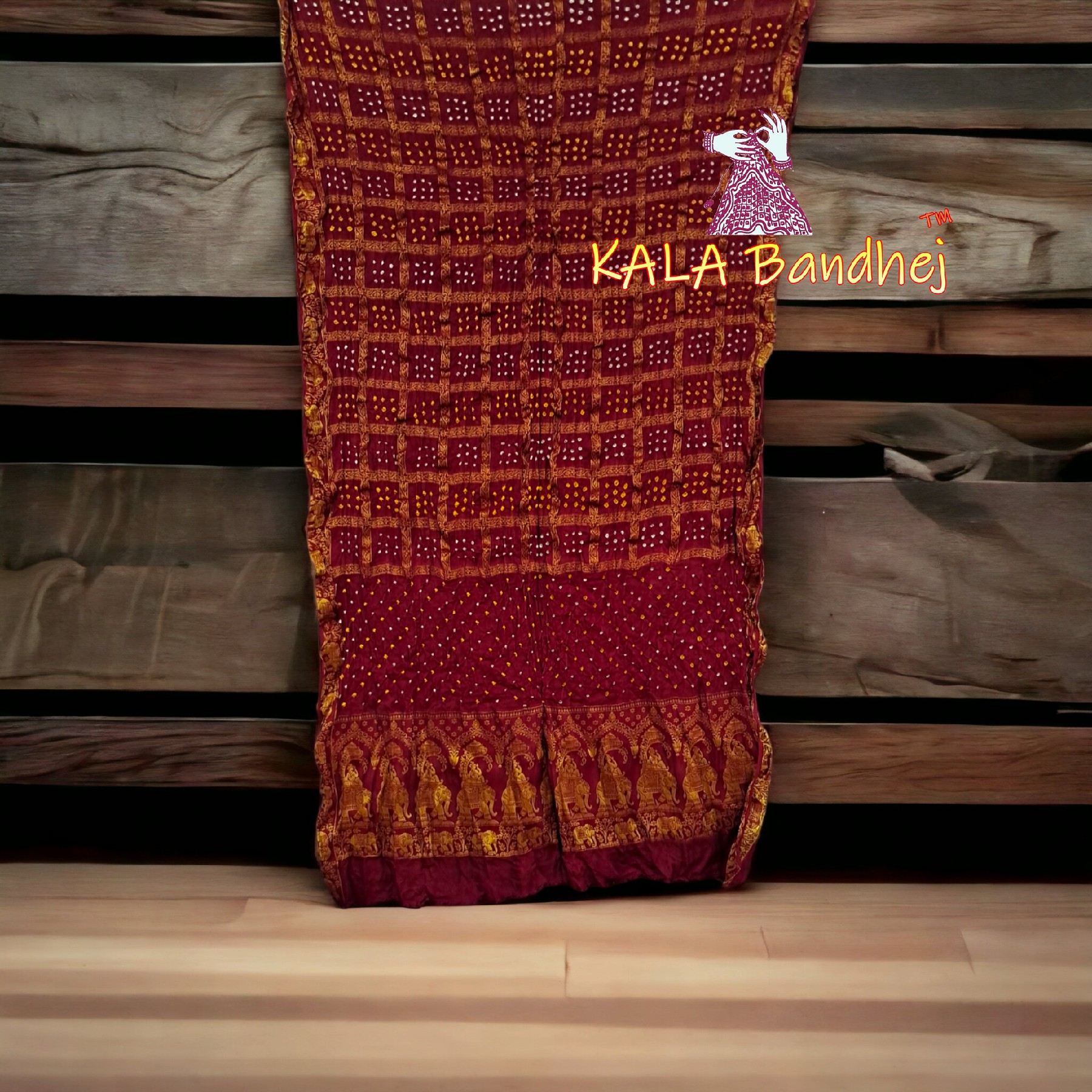 Maroon Bandhani Saree Gharchola Pure Modalsilk Bandhani Kala Bandhej