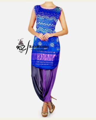 Blue Gaji Silk Patiala Suit Dress Materials