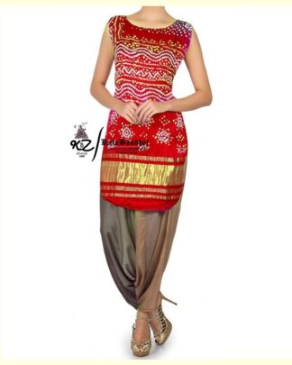 Red Gaji Silk Patiala Suit Dress Materials