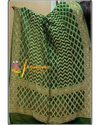 Jambli-RaniMegenta GajiSilk Bandhani DressMaterial Dress Materials