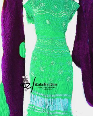 Sky-White Gajisilk Bandhani DressMaterial Dress Materials