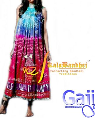 Turquoise RedPink GajiSilk Gown Kurti Explore