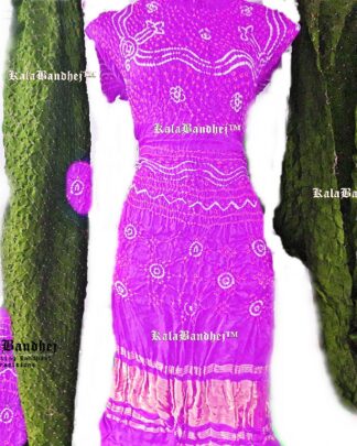 Purple GajiSilk Bandhani DressMaterial Dress Materials