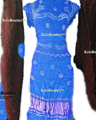 Sky GajiSilk Bandhani DressMaterial Dress Materials
