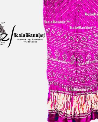 Rani-Pink GajiSilk Lagdi-Patto Saree Bandhani Saree