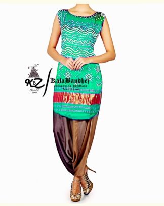 Turquoise Gaji Silk Patiala Suit Dress Materials