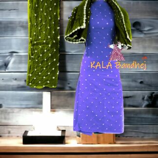 Mehndi- Purple Cotton Bandhani Dress Material Cotton Suit