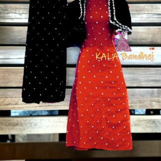 Black-Red Cotton Bandhani Dress Material Cotton Suit