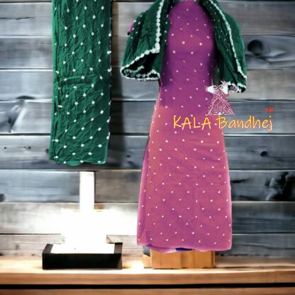 Green-Carrot Cotton Bandhani Dress Material Cotton Suit