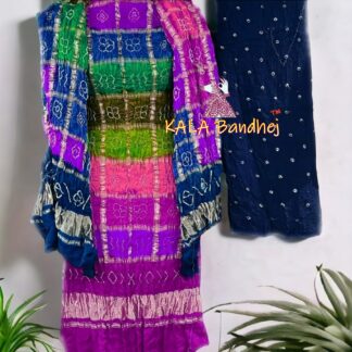 Blue-Brick Bandhani Multi Gharchola Dress Material Bandhani Dress Material