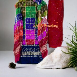 Navy-Fire Bandhani Multi Gharchola Dress Material