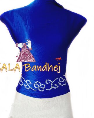 Blue Gaji Silk Bandhani Blouse Bandhani Blouse