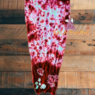 Red Pure GajiSilk Designer Stole Tie-Dye Shibori Bandhani Stole