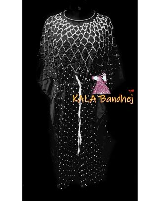 Black Bandhani Kaftan In Modal Silk Explore