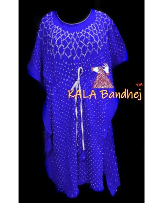 Blue Bandhani Kaftan In Modal Silk Explore