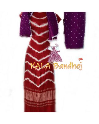 Red Magenta Leheriya Bandhani Shibori Dress Material Dress Materials