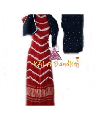 Red Black Leheriya Bandhani Shibori Dress Material Dress Materials
