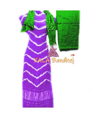Magenta Green Leheriya Bandhani Shibori Dress Material Dress Materials