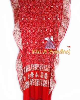 Red Shikari Bandhani Dupatta Pure Georgette Silk Designer Banarasi Bandhani Dupatta