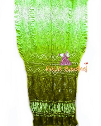 Parrot Mehndi Shaded Bandhani Dupatta Pure Gaji Silk Designer Bandhani Duppatta