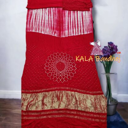 Red Shibori Bandhani Saree Pure Modal Silk Bandhani Saree