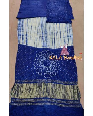 Blue Shibori Bandhani Saree Pure Modal Silk Bandhani Saree