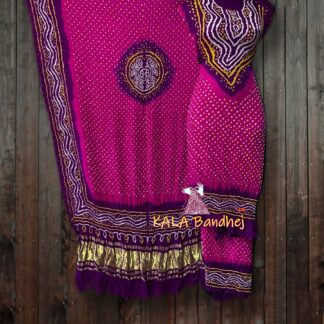 Magenta Pink Bandhani Dress Material Modal Silk Dress Materials