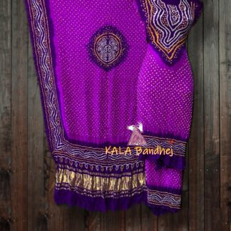 Purple Pink Bandhani Dress Material Modal Silk Dress Materials