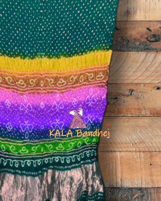 Rama Bandhani Saree Pure Gaji Silk Multi Color
