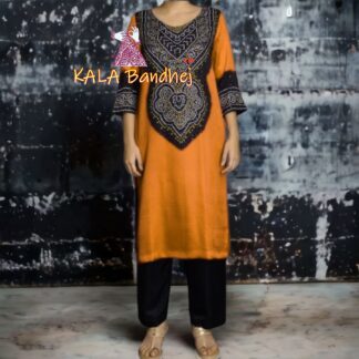 Black Rust Abha Pure Gaji Silk Bandhani Suit Designer Abha