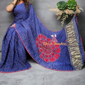 Light Blue Shibori Bandhani Saree Pure Modal Silk Bandhani Saree