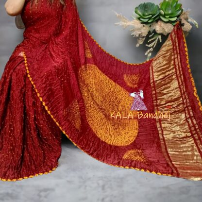 Maroon Red Shibori Bandhani Saree Pure Modal Silk Bandhani Saree