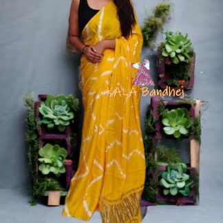 Magenta Shibori Leheriya Saree Pure Modal Silk Explore