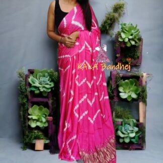Pink Shibori Leheriya Saree Pure Modal Silk Explore