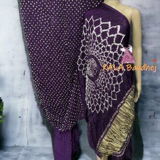 Purple Makdi Bandhani Saree Pure Modal Silk Bandhani Saree