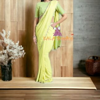 Yellow Pastel Bandhani Designer Saree Pure GajiSilk Bandhani Saree