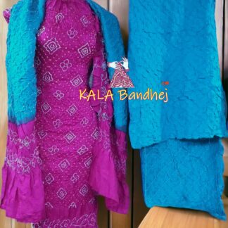 Magenta Sky Bandhani Dress Material Pure GajiSilk