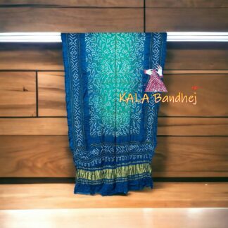 Magenta Blue Ambadal Bandhani Dupatta Pure Gaji Silk Ambadal Design