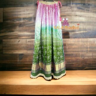 Mehendi Bandhani Pure GajiSilk Fusion Gown Kurti Kaftan Explore
