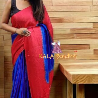 Red Blue Plain Saree Pure Modal Silk Explore