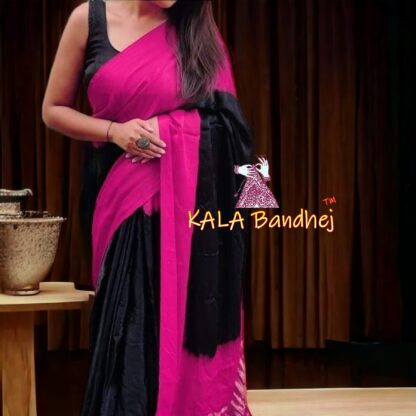 Rani Black Plain Saree Pure Modal Silk Explore