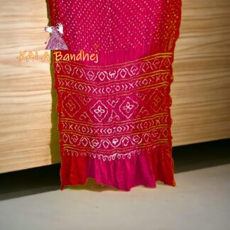 Red Pink Shaded Bandhani Saree Pure GajiSilk Bandhani Saree