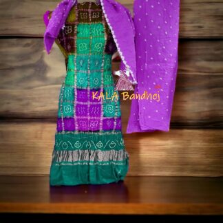 Rama Bandhani Gharchola Dress Material Pure GajiSilk