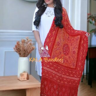 Red Dark Blue Bandhani Multi Color Gharchola Dress Material Pure GajiSilk Bandhani Dress Material