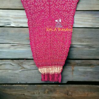 Red Ambadal Bandhani Dupatta Pure Gaji Silk Ambadal Design