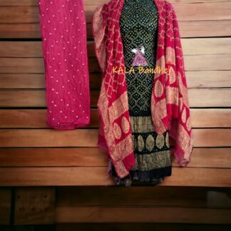 Pink Georgette Silk Bandhani Banarasi Dress Material Banarasi Bandhani Dress