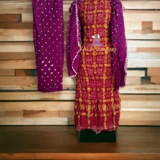 Red Magenta Kala Cotton Wedding Gharchola Dress Material
