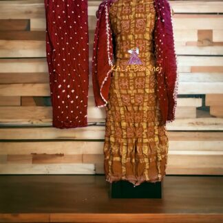 Mustered Rust Kala Cotton Wedding Gharchola Dress Material