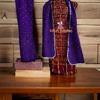 Maroon Purple Kala Cotton Wedding Gharchola Dress Material Bandhani Dress Material