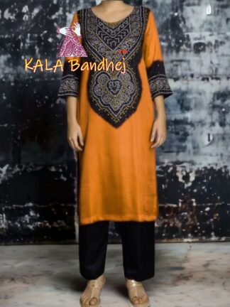 Black Rust Abha Pure Gaji Silk Bandhani Suit Designer